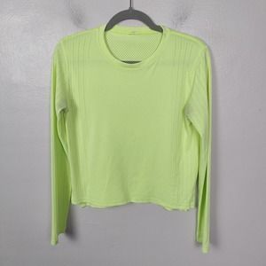 Lululemon Seamless Top Women's Medium Ray Lime Green Neon Seamless Long Sleeve